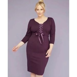 Lane Bryant Corset Style Lace Up Purple Dress